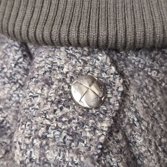 CK spring fall military belted  thick wool coat size 6 marled taupe - Picture 12 of 13